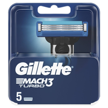 Сменные картриджи для бритья (лезвия) мужские Gillette Mach3 Turbo 5 шт фото 1