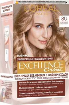 Фарба для волосся L'Oréal Paris Excellence Crème відтінок 8U Універсальний світло-русявий