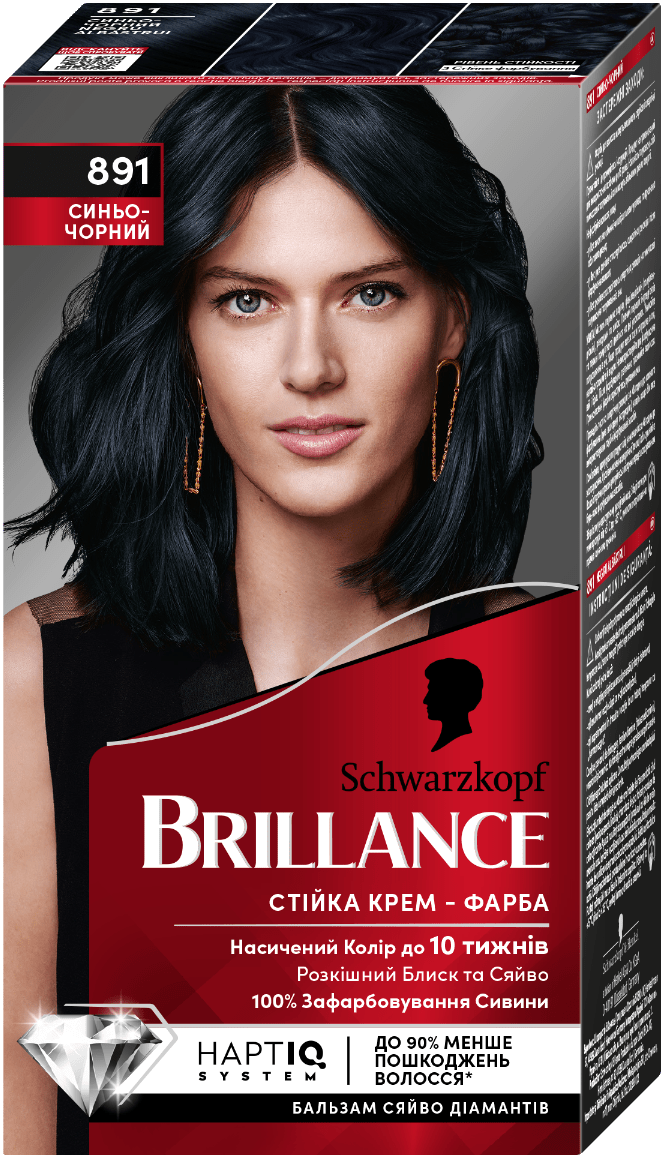 Крем-краска для волос Brillance № 891 сине-черный
