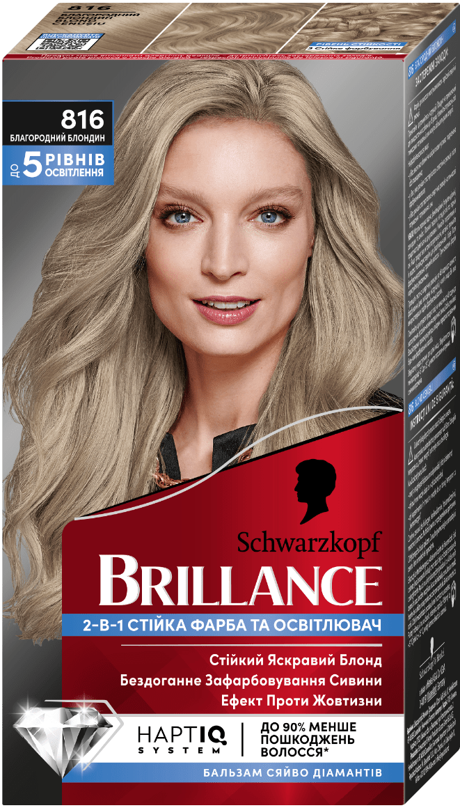 Крем-фарба для волосся Brillance № 816 Благородний Блондин