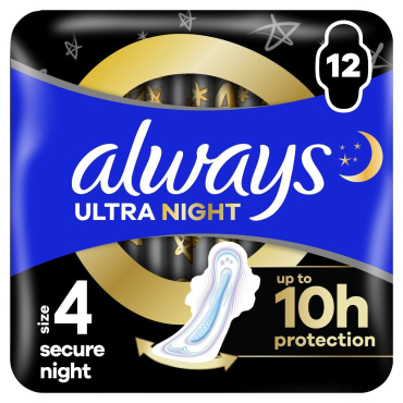 Гигиенические прокладки Always Ultra Secure Night Размер 4 12 шт