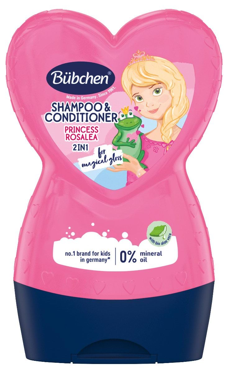 Дитячий шампунь і ополіскувач для волосся 2 в 1 з чарівним блиском "Принцеса Розалея" Bübchen 230 мл