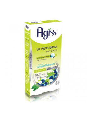 Смужки воскові для депіляції тіла Agiss з вітаміном Е та ароматом ялівцю + 4 серветки, 20 шт