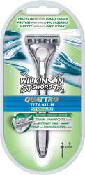 Станок Wilkinson Quattro Titanium Sensitive + 1 картридж, 5 лезвий