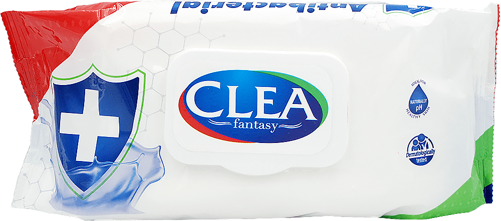 Clea вологі серветки антибактеріальні з клапаном, 80шт