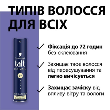 Лак для волос Taft Ultimate блестящее хрустальное сияние и экстремальная фиксация 5+, 250 мл фото 4
