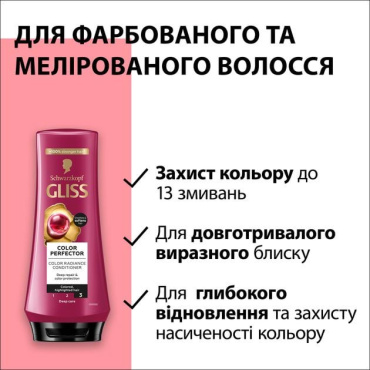 Бальзам Gliss kur Color Perfector для фарбованого та мелірованого волосся 200 мл фото 3