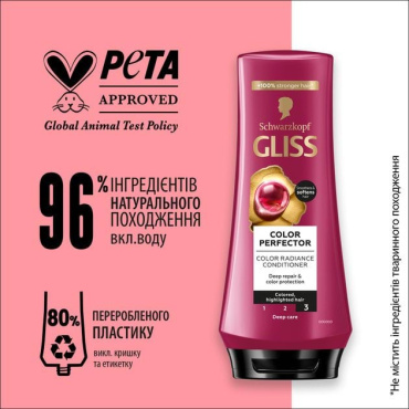 Бальзам Gliss kur Color Perfector для фарбованого та мелірованого волосся 200 мл фото 4