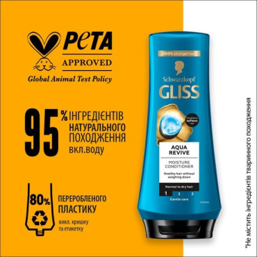 Бальзам Gliss kur Aqua revive для сухого та нормального волосся 200 мл фото 4