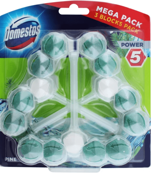 Блок для очищення унітазу Domestos Power 5 Свіжість Хвої 3 x 55 г
