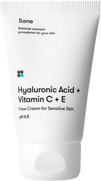 Крем для обличчя Sane Hyaluronic Acid + Vitamin C + Е денний для чутливої шкіри 40 мл