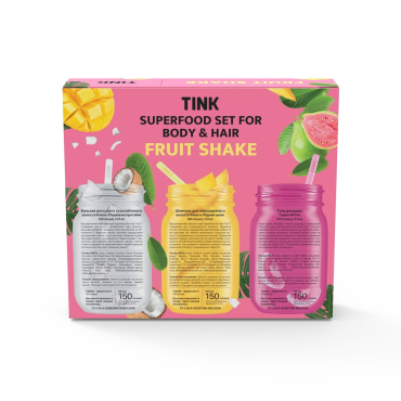 Набор Superfood Set Fruit Shake Tink (гель для душа, 150 мл+шампунь, 150 мл+бальзам для волос, 150 мл) фото 1