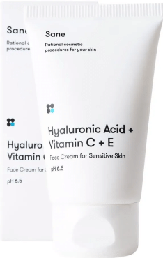 Крем для обличчя Sane Hyaluronic Acid + Vitamin C + Е денний для чутливої шкіри 40 мл фото 2