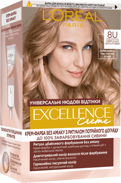 Фарба для волосся L'Oréal Paris Excellence Crème (відтінок 8U) Універсальний світло-русявий