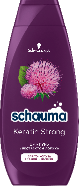 Шампунь SCHAUMA Keratin Strong с экстрактом лопуха для тонких и слабых волос 400 мл фото 1