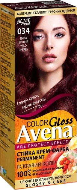 Стойкая крем-краска для волос Acme Avena Gloss Color 034 Дикая вишня