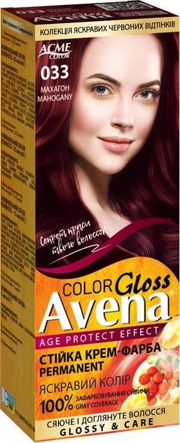 Cтійка крем-фарба для волосся Acme Avena Gloss Color 033 Махагон