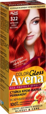 Стойкая крем-краска для волос Acme Avena Gloss Color 322 Красный коралл