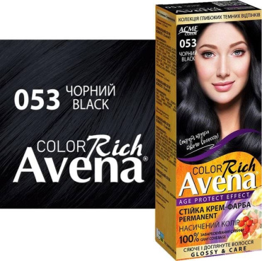 Стойкая крем-краска для волос Acme Avena Rich Color 053 Черный фото 1