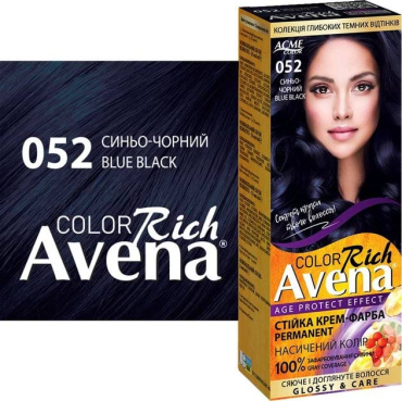 Стойкая крем-краска для волос Acme Avena Rich Color 052 Сине-черный фото 1