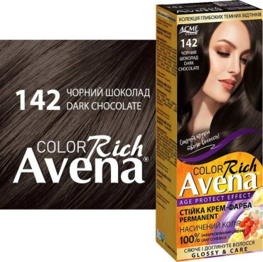 Стойкая крем-краска для волос Acme Avena Rich Color 142 Черный шоколад фото 1