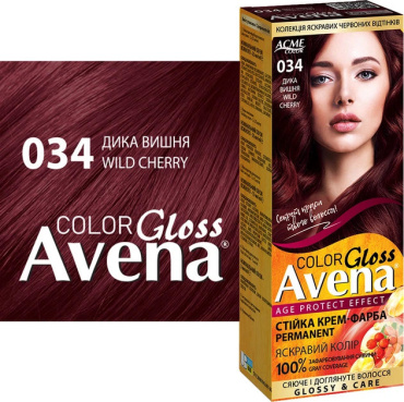 Cтійка крем-фарба для волосся Acme Avena Gloss Color 034 Дика вишня фото 1
