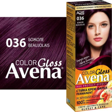 Стойкая крем-краска для волос AVENA Gloss Color 036 Божоле фото 1