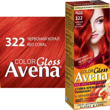 Стойкая крем-краска для волос Acme Avena Gloss Color 322 Красный коралл фото 1