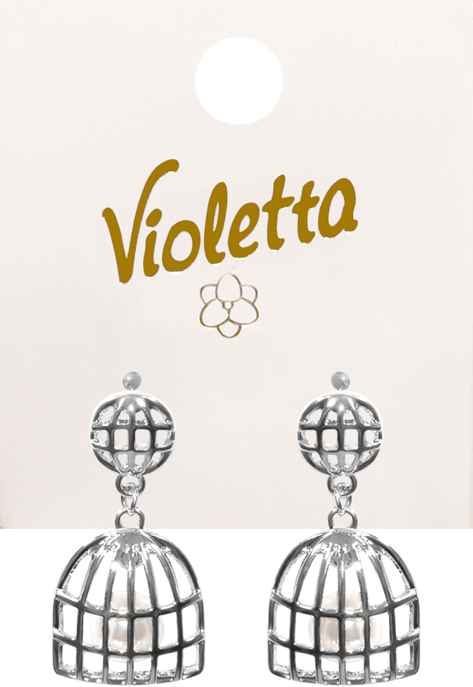 Violetta col. сережки перлина в клітці арт.CH-WNT-20-848, 1пара