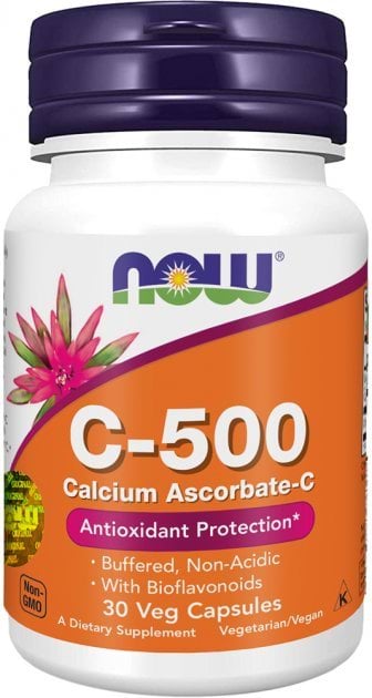 Добавка дієтична NOW Вітамін С-500 Аскорбат кальцію-С у капсулах, 30 шт