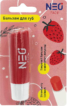Тонуючий бальзам для губ NEO FACE з ароматом полуниці, 3.5 г