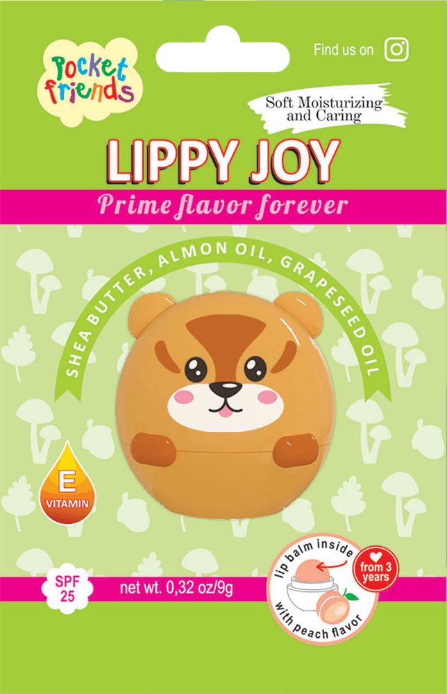 Lippy JOY бальзам для губ POCKET FRIENDS Бурундучок персик