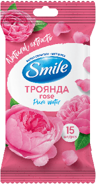 Салфетка влажная SMILE Daily Роза 15 шт