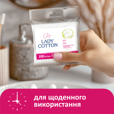 Lady Cotton Ватні палички в поліетіленовому пакети 100шт фото 2