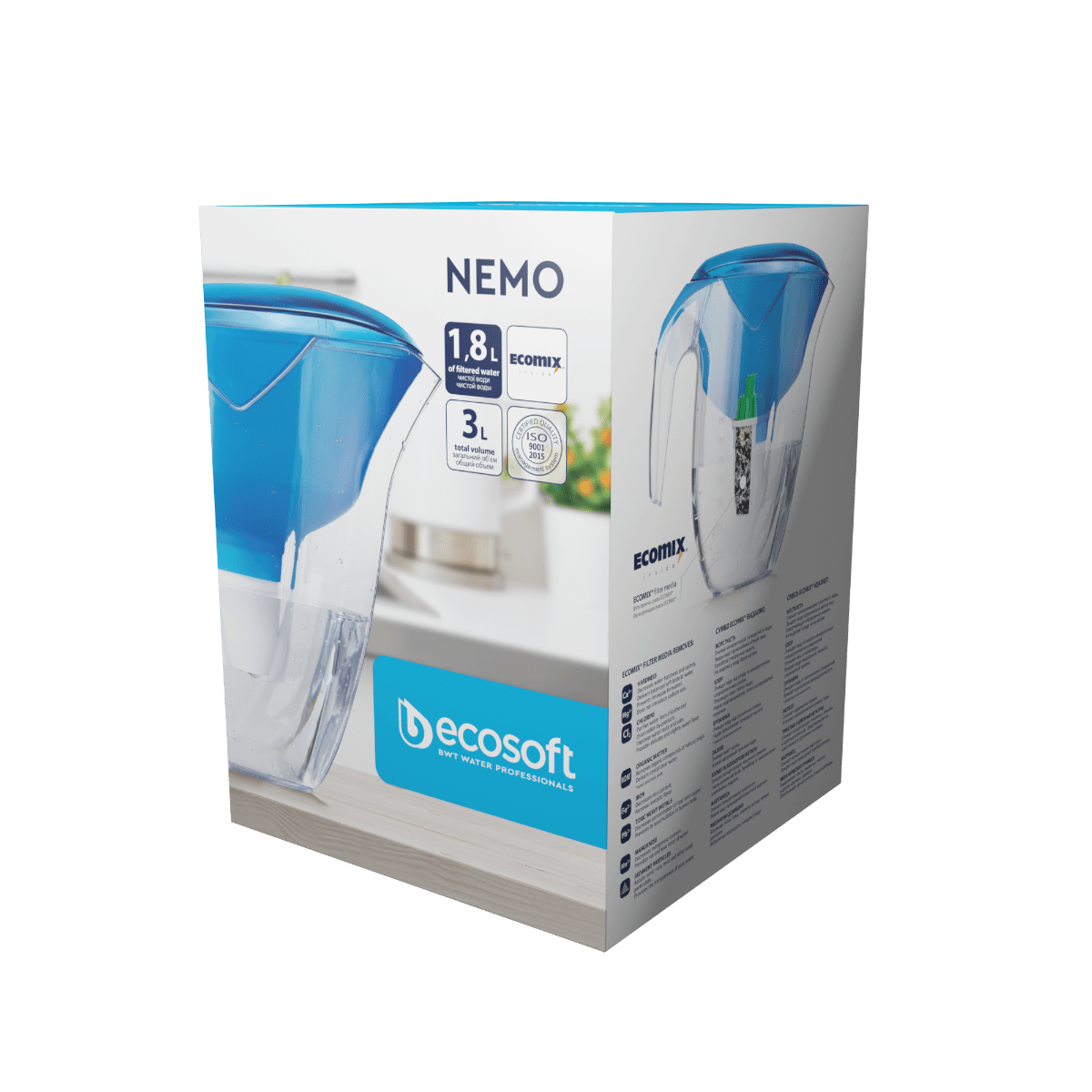 Фильтр-кувшин Ecosoft НЕМО синий, 3 л