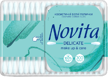 Ватні палички Novita Delicate квадратна коробка 300 шт