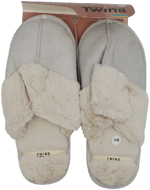 Тапочки домашние Twins&Ko (HS-LUX) замшевые с меховой изнанкой светло серые размер 40