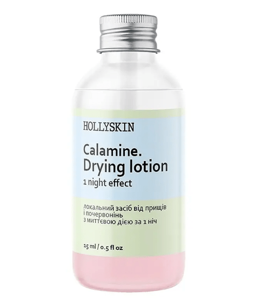 Локальный засіб від прищів та почервонінь Hollyskin Calamin 1 night effect з миттєвою дією 15 мл — фото 1