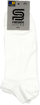 Шкарпетки чоловічі Premier Socks білі, короткі, в рубчик розмір 27 