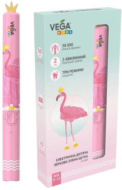 Электрическая детская звуковая зубная щетка VEGA kids vk-500p розовая фото 1