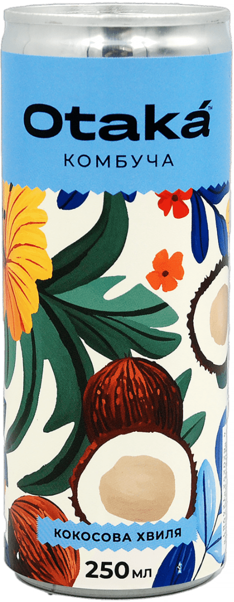 Комбуча Otaka Кокосовая Волна безалкогольная сильногазированная 250 мл
