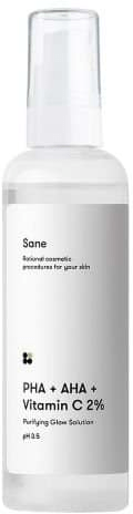 Тонік для обличчя Sane PHA+AHA+Vitamin C 2% Purifying Glow Solution 100 мл