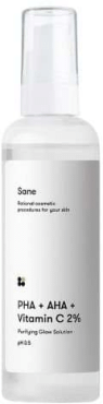 Тоник для лица Sane PHA + AHA + Vitamin C 2% Purifying Glow Solution 100 мл
