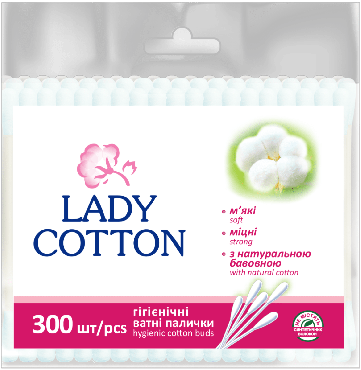 Ватные палочки Lady Cotton в полиэтиленовом пакете 300 шт.