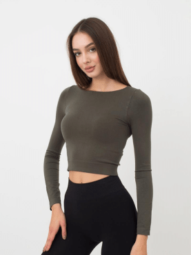 Футболка Giulia CROP TOP р. L/XL хакі фото 2