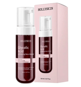 Отшелушивающая пенка для умывания Hollyskin с гликолевой кислотой и экстрактом кленового сока, 150 мл