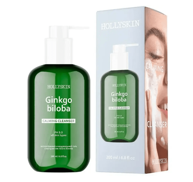 Гель для вмивання Hollyskin очищувальний та заспокійливий з екстрактом гінкго білоба, 200 мл