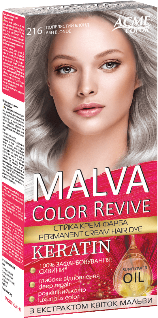 Крем-краска для волос Malva Color Revive № 216 Пепельный блонд