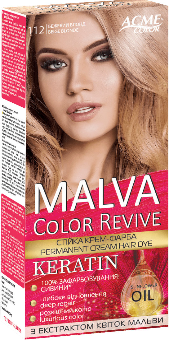 Крем-краска для волос Malva Color Revive № 112 Бежевый блонд