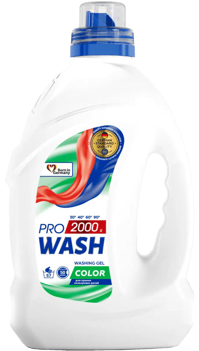 Гель для стирки PRO WASH для цветных вещей "Color", 57 циклов стирки, 2 л
